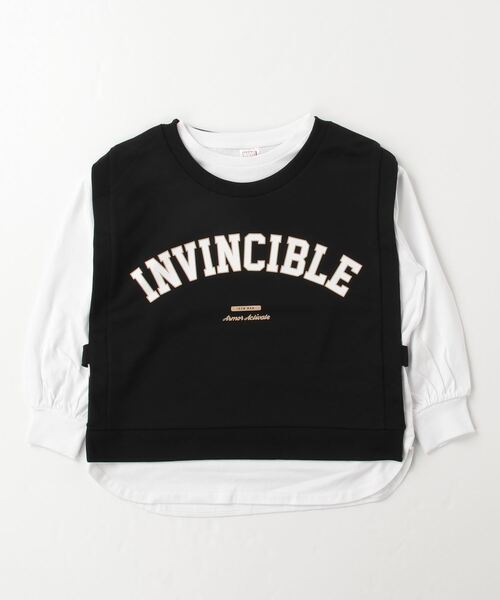 MARVEL(マーベル)の「マーベル MARVEL 裏毛ベスト付ロングTシャツ(Tシャツ/カットソー・キッズ・カーキ/ブラック×ホワイト・140cm/130cm/160cm/150cm)」の2枚目の写真