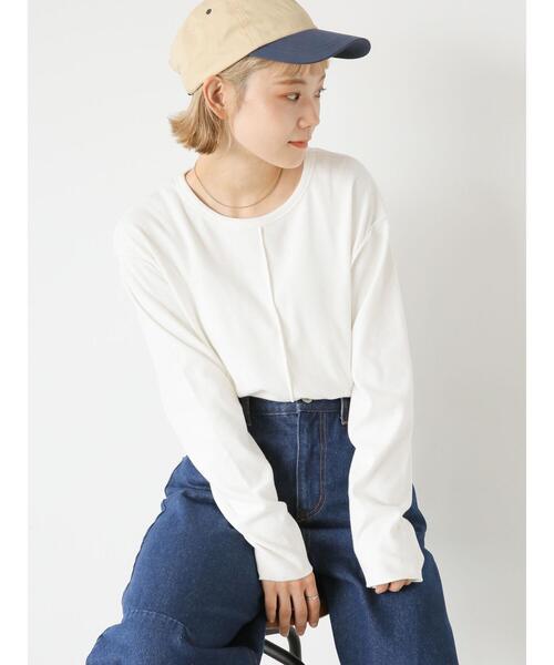 ehka sopo（エヘカソポ）の「メロークルーネックロンT（Tシャツ/カットソー・レディース・オフホワイト/ダークオレンジ/ブラック・F）」の2枚目の写真