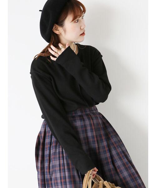 ehka sopo（エヘカソポ）の「メロークルーネックロンT（Tシャツ/カットソー・レディース・オフホワイト/ダークオレンジ/ブラック・F）」の3枚目の写真