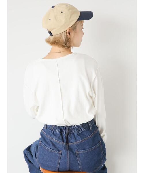 ehka sopo（エヘカソポ）の「メロークルーネックロンT（Tシャツ/カットソー・レディース・オフホワイト/ダークオレンジ/ブラック・F）」の6枚目の写真