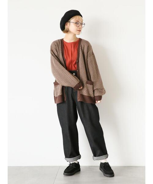 ehka sopo（エヘカソポ）の「メロークルーネックロンT（Tシャツ/カットソー・レディース・オフホワイト/ダークオレンジ/ブラック・F）」の10枚目の写真