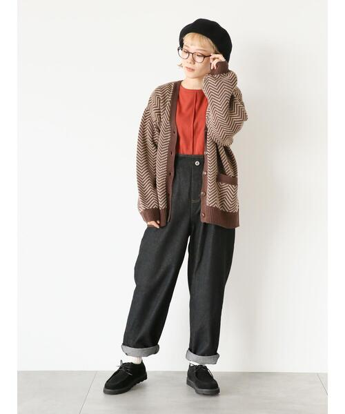 ehka sopo（エヘカソポ）の「メロークルーネックロンT（Tシャツ/カットソー・レディース・オフホワイト/ダークオレンジ/ブラック・F）」の14枚目の写真