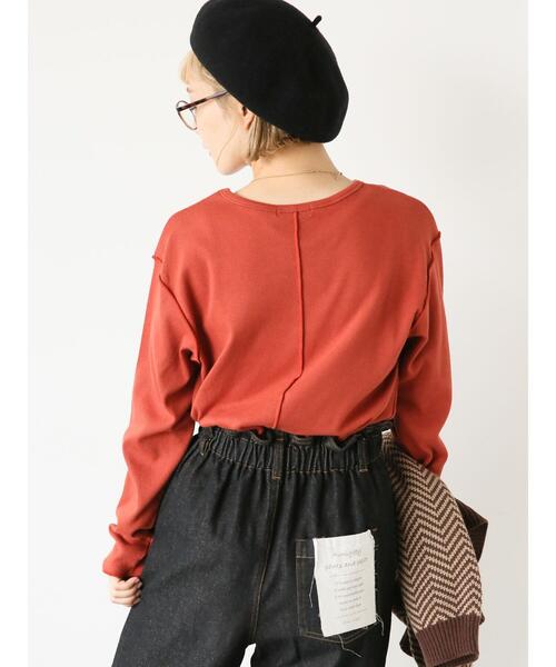 ehka sopo（エヘカソポ）の「メロークルーネックロンT（Tシャツ/カットソー・レディース・オフホワイト/ダークオレンジ/ブラック・F）」の15枚目の写真