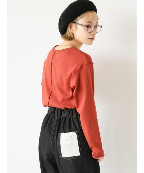 ehka sopo（エヘカソポ）の「メロークルーネックロンT（Tシャツ/カットソー・レディース・オフホワイト/ダークオレンジ/ブラック・F）」の16枚目の写真