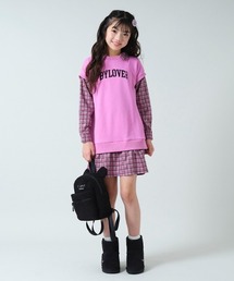 チェックレイヤード風ワンピース