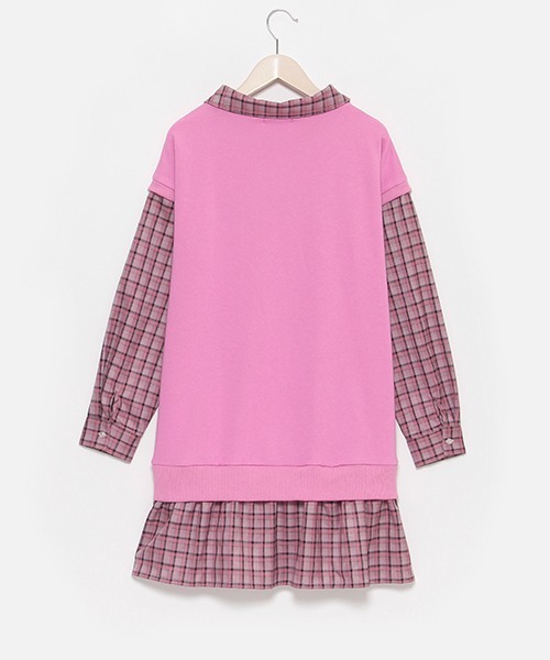 by LOVEiT(バイラビット)の「チェックレイヤード風ワンピース(ワンピース・キッズ・ピンク/ネイビー/グレー・120cm/130cm/140cm/150cm/160cm)」の4枚目の写真