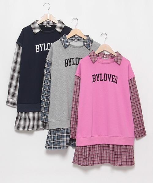 by LOVEiT(バイラビット)の「チェックレイヤード風ワンピース(ワンピース・キッズ・ピンク/ネイビー/グレー・120cm/130cm/140cm/150cm/160cm)」の12枚目の写真