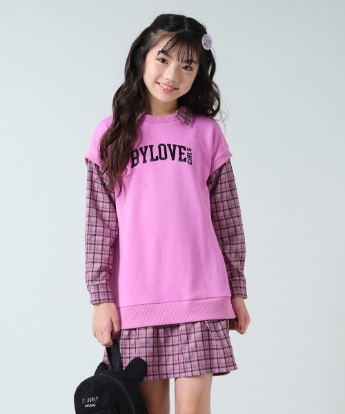 by LOVEiT(バイラビット)の「チェックレイヤード風ワンピース(ワンピース・キッズ・ピンク/ネイビー/グレー・120cm/130cm/140cm/150cm/160cm)」の13枚目の写真
