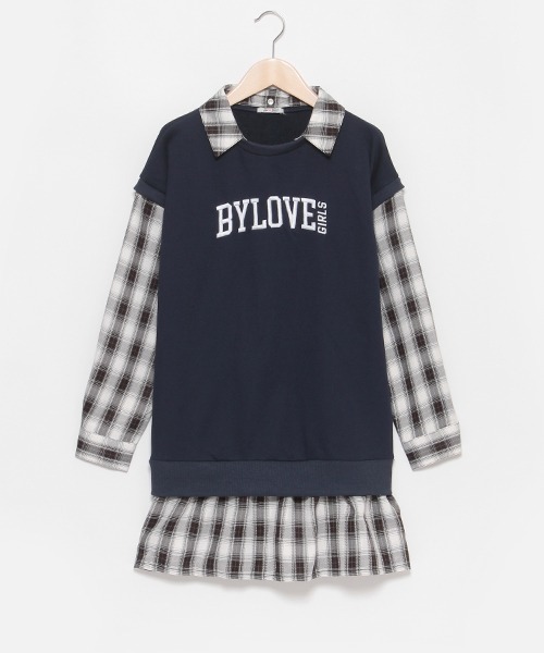by LOVEiT(バイラビット)の「チェックレイヤード風ワンピース(ワンピース・キッズ・ピンク/ネイビー/グレー・120cm/130cm/140cm/150cm/160cm)」の14枚目の写真