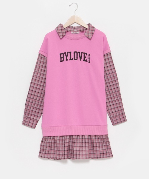 by LOVEiT(バイラビット)の「チェックレイヤード風ワンピース(ワンピース・キッズ・ピンク/ネイビー/グレー・120cm/130cm/140cm/150cm/160cm)」の15枚目の写真