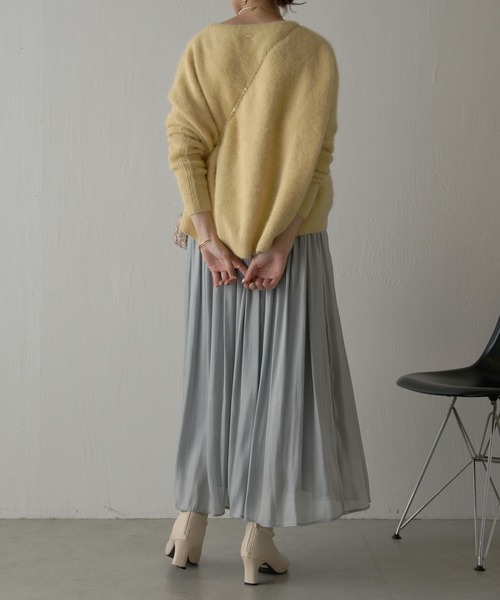 COLLAGE GALLARDAGALANTE（コラージュガリャルダガランテ）の「楊柳ラメギャザースカート（スカート・レディース・アイボリー/ネイビー/サックスブルー・FREE）」の9枚目の写真