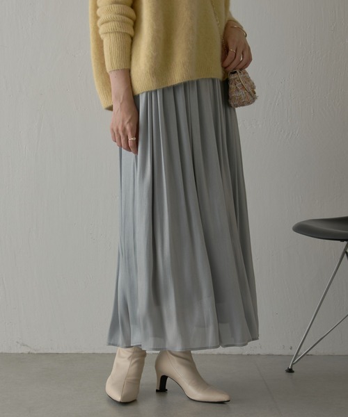 COLLAGE GALLARDAGALANTE（コラージュガリャルダガランテ）の「楊柳ラメギャザースカート（スカート・レディース・アイボリー/ネイビー/サックスブルー・FREE）」の6枚目の写真