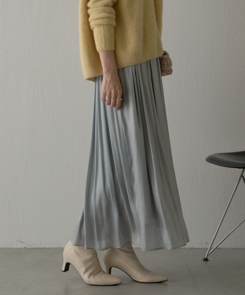 COLLAGE GALLARDAGALANTE（コラージュガリャルダガランテ）の「楊柳ラメギャザースカート（スカート・レディース・アイボリー/ネイビー/サックスブルー・FREE）」の7枚目の写真
