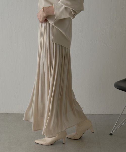 COLLAGE GALLARDAGALANTE（コラージュガリャルダガランテ）の「楊柳ラメギャザースカート（スカート・レディース・アイボリー/ネイビー/サックスブルー・FREE）」の14枚目の写真