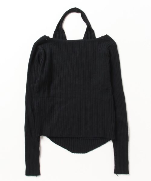 Dream garden(ドリームガーデン)の「オフショルダー Vネック ニットトップス(ニット/セーター・レディース・ブラック/ホワイト/カーキ・FREE)」の4枚目の写真