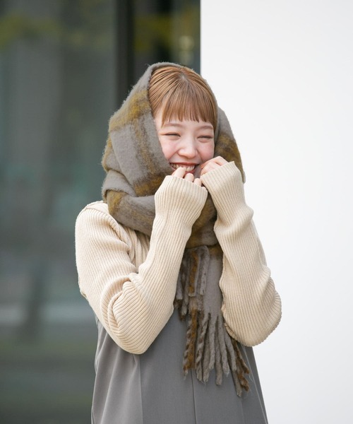 セール】BIGフリンジチェックストール（マフラー）｜KBF（ケイビーエフ