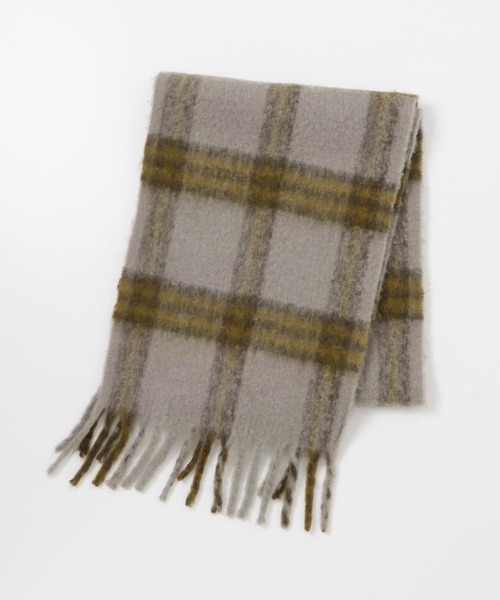 KBF（ケイビーエフ）の「BIGフリンジチェックストール（マフラー・レディース・イエロー系その他/グレー系その他/ホワイト系その他・ONE）」の21枚目の写真