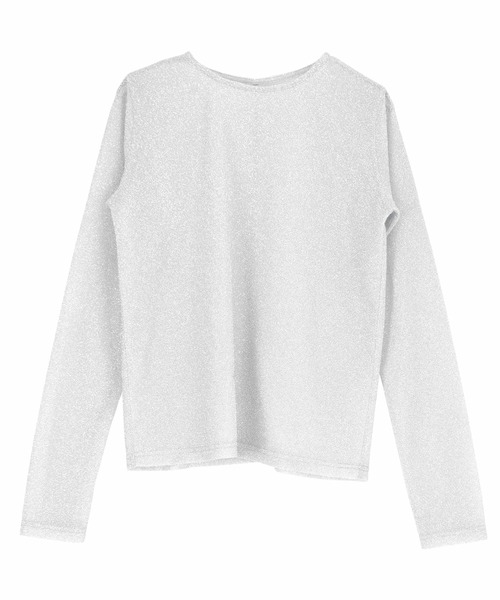 titivate（ティティベイト）の「クルーネックラメシアートップス（Tシャツ/カットソー・レディース・ダークネイビー/ライトブルー/ピンク/シルバー/ブラウン/イエロー・FREE）」の20枚目の写真