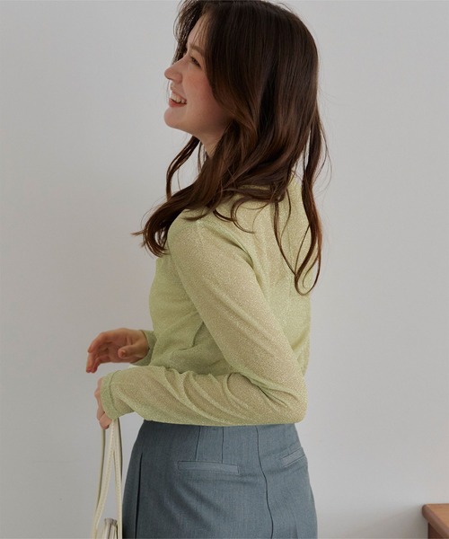 TAN SPARKLED TEE ラメシアーカットソー