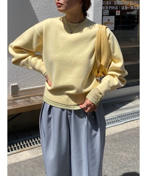 titivate（ティティベイト）の「クルーネックラメシアートップス（Tシャツ/カットソー・レディース・ダークネイビー/ライトブルー/ピンク/シルバー/ブラウン/イエロー・FREE）」の9枚目の写真