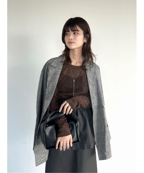 titivate（ティティベイト）の「クルーネックラメシアートップス（Tシャツ/カットソー・レディース・ダークネイビー/ライトブルー/ピンク/シルバー/ブラウン/イエロー・FREE）」の13枚目の写真