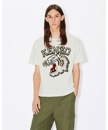 【KENZO】 Tiger' 刺繍 Tシャツ ※送関込 KENZO (ケンゾー) タイガー刺繍 クルーネック ルーズ 半袖 T