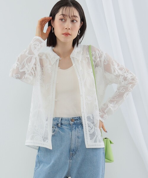 「Ray BEAMS」 長袖ブラウス ONE SIZE ホワイト レディース Ray BEAMS（レイビームス）の「リブ カフス バルーンスリーブ