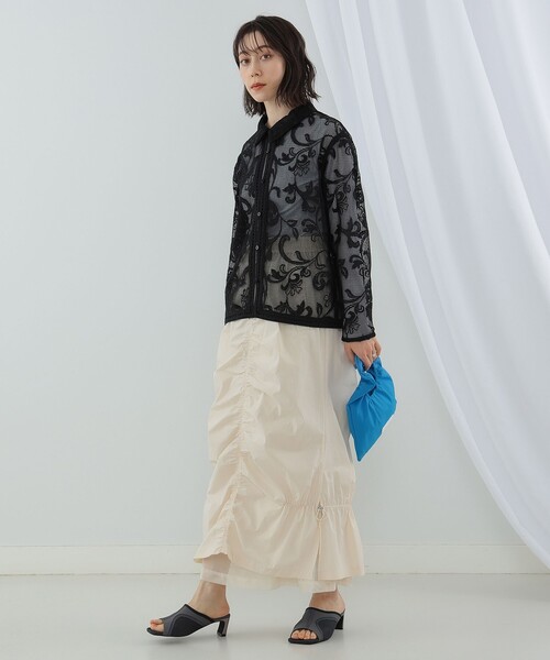 Ray BEAMS（レイビームス）の「Ray BEAMS / メッシュ レース シャツ（シャツ/ブラウス・レディース・ホワイト/ブラック・ONE SIZE）」の4枚目の写真