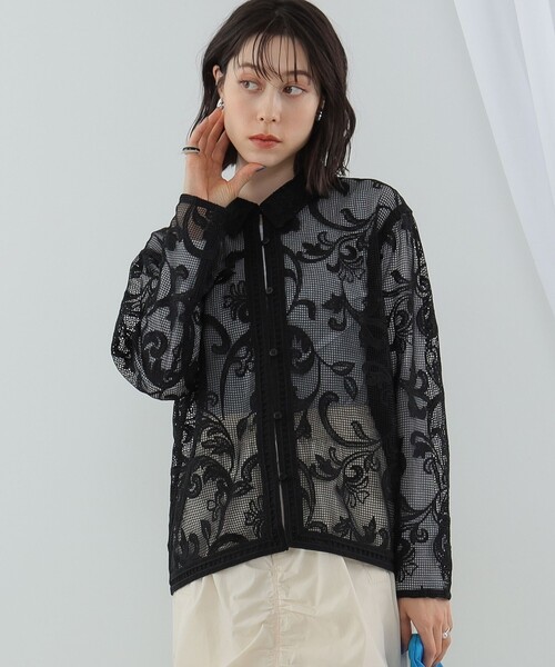Ray BEAMS（レイビームス）の「Ray BEAMS / メッシュ レース シャツ（シャツ/ブラウス・レディース・ホワイト/ブラック・ONE SIZE）」の19枚目の写真