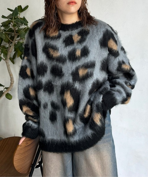 CPCM（シーピーシーエム）の「シャギーレオパードニットプルオーバー（ニット/セーター・メンズ・ベージュ/グレー・FREE）」の4枚目の写真