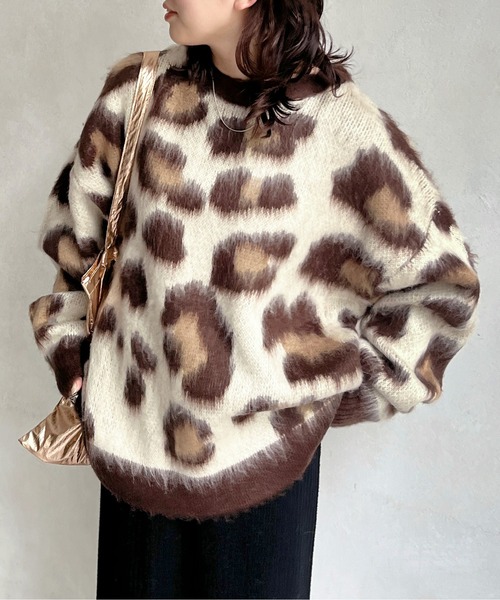 CPCM（シーピーシーエム）の「シャギーレオパードニットプルオーバー（ニット/セーター・メンズ・ベージュ/グレー・FREE）」の10枚目の写真