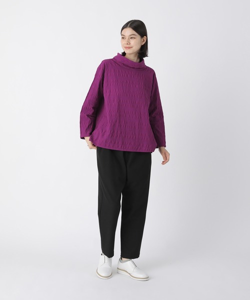 Plantation(プランテーション)の「シュリンクブロードボーダー/ブラウス / (O)(シャツ/ブラウス・レディース・ブラック/パープル/ホワイト・M size)」の10枚目の写真