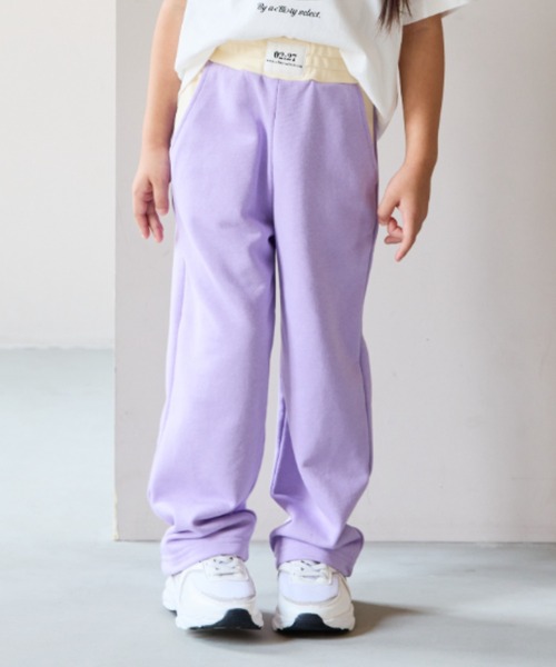aBity select(アビティセレクト)の「フロントネーム 配色切替 ストレートパンツ(チノパンツ・キッズ・ダークブラウン/ラベンダー/杢グレー・120/110/100/90)」の3枚目の写真