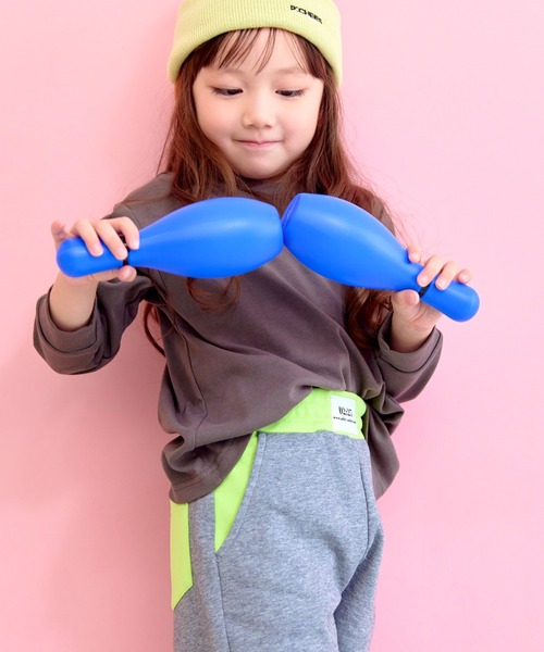 aBity select(アビティセレクト)の「フロントネーム 配色切替 ストレートパンツ(チノパンツ・キッズ・ダークブラウン/ラベンダー/杢グレー・120/110/100/90)」の13枚目の写真