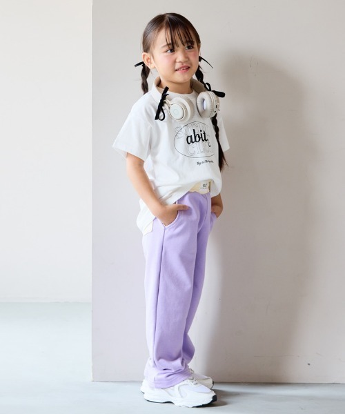 aBity select(アビティセレクト)の「フロントネーム 配色切替 ストレートパンツ(チノパンツ・キッズ・ダークブラウン/ラベンダー/杢グレー・120/110/100/90)」の7枚目の写真
