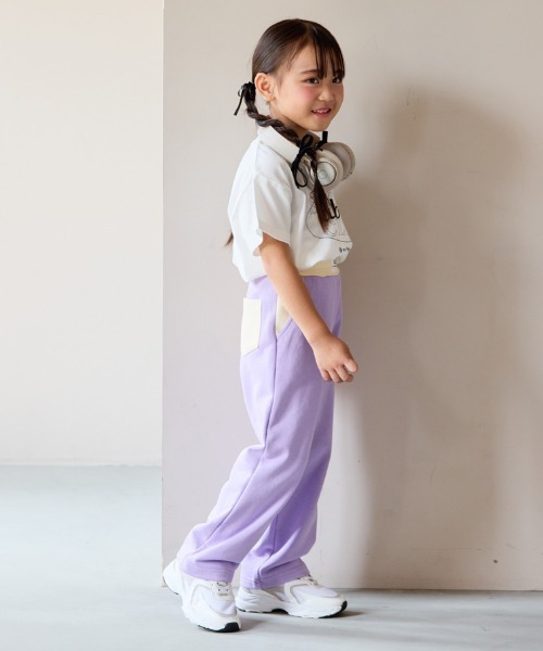 aBity select(アビティセレクト)の「フロントネーム 配色切替 ストレートパンツ(チノパンツ・キッズ・ダークブラウン/ラベンダー/杢グレー・120/110/100/90)」の9枚目の写真