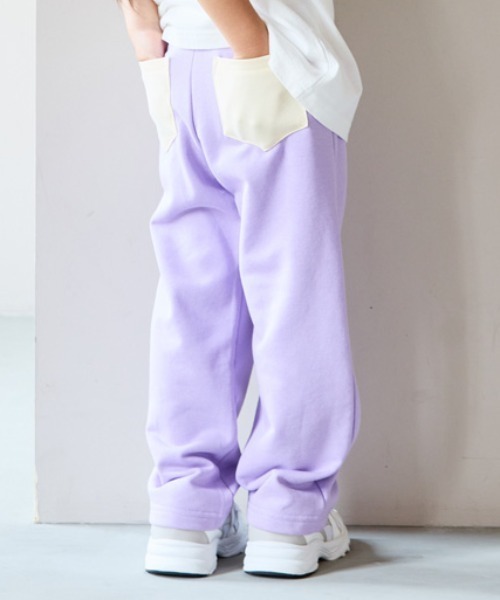 aBity select(アビティセレクト)の「フロントネーム 配色切替 ストレートパンツ(チノパンツ・キッズ・ダークブラウン/ラベンダー/杢グレー・120/110/100/90)」の8枚目の写真