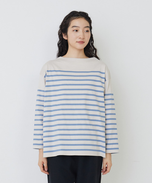 conges payes ADIEU TRISTESSE（コンジェ ペイエ アデュートリステス）の「パネルボーダーバスクシャツ（Tシャツ/カットソー・レディース・グレー系その他/ブルー系その他・FREE）」の2枚目の写真