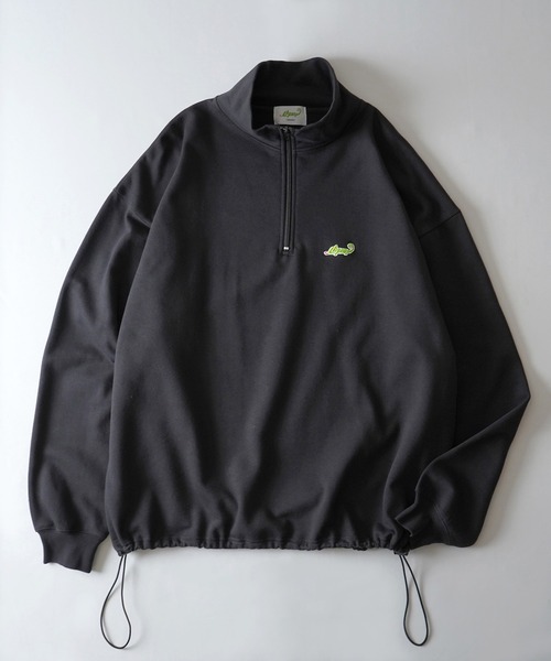 Labordi(ラボード)の「【Labordi】裏起毛 ドロスト ワンポイント刺繍ロゴ ビッグシルエットプルオーバーハーフジップスウェット ユニセックス(スウェット・メンズ・ブラック/チャコールグレー/グレー/ベージュ/グリーン・XL/L/M)」の18枚目の写真