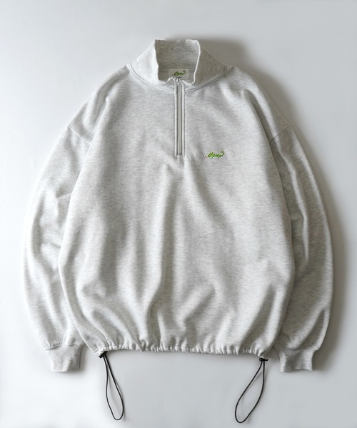 Labordi(ラボード)の「【Labordi】裏起毛 ドロスト ワンポイント刺繍ロゴ ビッグシルエットプルオーバーハーフジップスウェット ユニセックス(スウェット・メンズ・ブラック/チャコールグレー/グレー/ベージュ/グリーン・XL/L/M)」の6枚目の写真