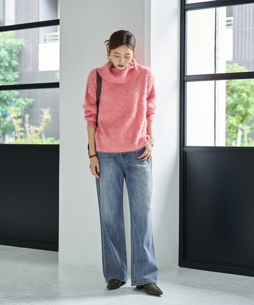 STYLE DELI(スタイルデリ)の「ふわふわシャギーオフタートルニット(ニット/セーター・レディース・ベージュ/ホワイト/ピンク・FREE)」の20枚目の写真