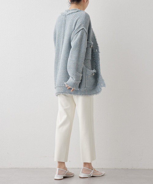 jelly　Whim gazette ニットtweedy Whim Gazette ウィムガゼット TWEEDYニットジャケット2 ブルー