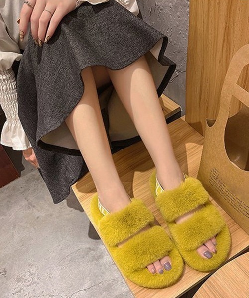 Miniministore(ミニミニストア)の「ファーサンダル レディースファースリッパ(サンダル・レディース・アイボリー/オレンジ/モカ/ブルー/ブラック/イエロー・23.5cm/24.5cm/22.5cm/24.0cm/23.0cm)」の6枚目の写真