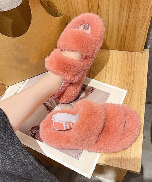 Miniministore(ミニミニストア)の「ファーサンダル レディースファースリッパ(サンダル・レディース・アイボリー/オレンジ/モカ/ブルー/ブラック/イエロー・23.5cm/24.5cm/22.5cm/24.0cm/23.0cm)」の1枚目の写真