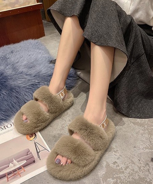 Miniministore(ミニミニストア)の「ファーサンダル レディースファースリッパ(サンダル・レディース・アイボリー/オレンジ/モカ/ブルー/ブラック/イエロー・23.5cm/24.5cm/22.5cm/24.0cm/23.0cm)」の4枚目の写真