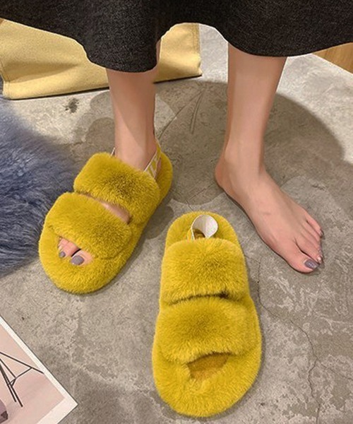 Miniministore(ミニミニストア)の「ファーサンダル レディースファースリッパ(サンダル・レディース・アイボリー/オレンジ/モカ/ブルー/ブラック/イエロー・23.5cm/24.5cm/22.5cm/24.0cm/23.0cm)」の14枚目の写真