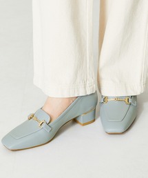 メタリックラインビットヒールローファー 42101