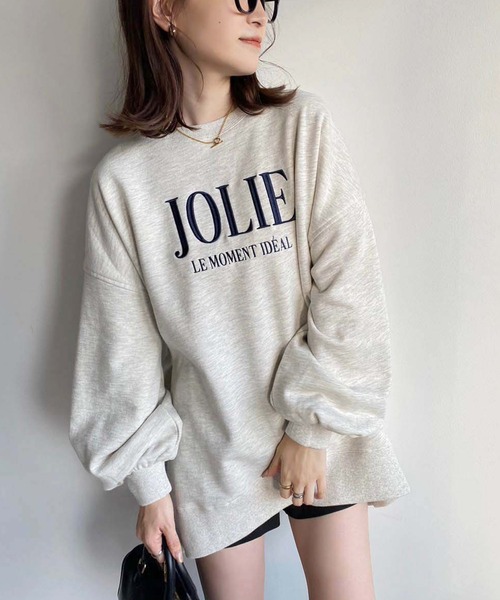 one after another NICE CLAUP（ワンアフターアナザーナイスクラップ）の「【WEB限定】2サイズ展開/ロゴ刺繍オーバーサイズスウェット（スウェット・レディース・ライトグレー/ピンク/オフホワイト/杢グレー/オートミール・MEDIUM/LARGE）」の6枚目の写真