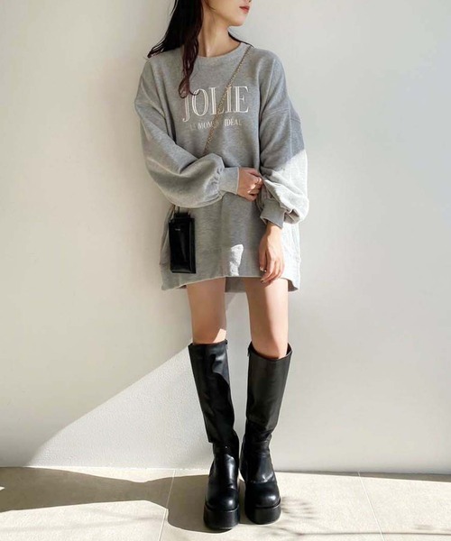 one after another NICE CLAUP（ワンアフターアナザーナイスクラップ）の「【WEB限定】2サイズ展開/ロゴ刺繍オーバーサイズスウェット（スウェット・レディース・ライトグレー/ピンク/オフホワイト/杢グレー/オートミール・MEDIUM/LARGE）」の7枚目の写真