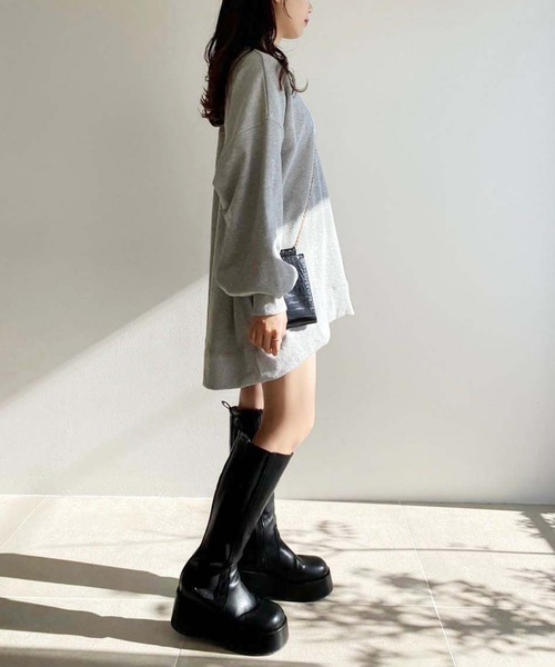 one after another NICE CLAUP（ワンアフターアナザーナイスクラップ）の「【WEB限定】2サイズ展開/ロゴ刺繍オーバーサイズスウェット（スウェット・レディース・ライトグレー/ピンク/オフホワイト/杢グレー/オートミール・MEDIUM/LARGE）」の9枚目の写真